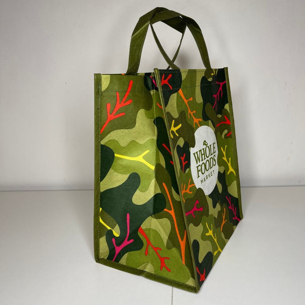 Whole Foods Market Mini Tote Reusable Shopping Bag — Green Garden Leaf Print NEW - Picture 10 of 16